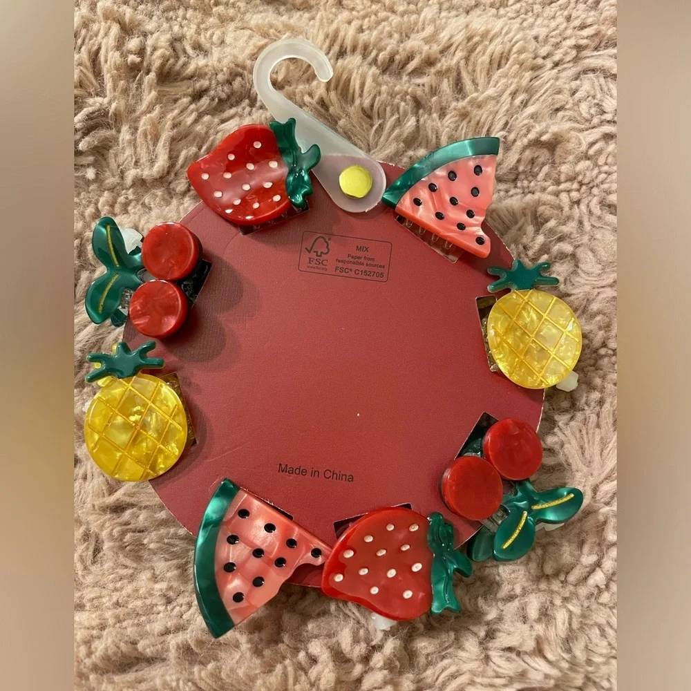 NWT Piper K Variety of Acrylic Summer Fruit Hair Clips